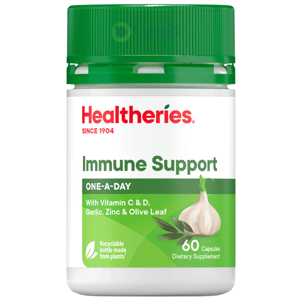 Healtheries, Immune Support Vit C & D, Zinc & Olive Leaf, 60 Capsules (7760434135292)