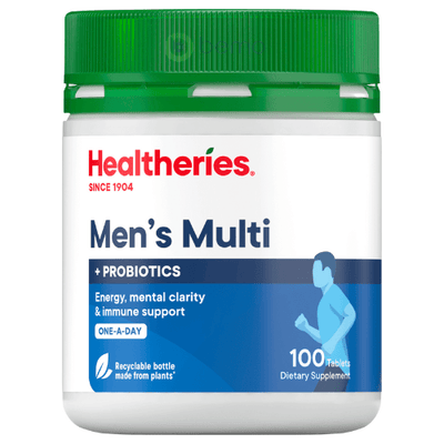 Healtheries, Men's Multi with Probiotics 1-A-Day, 100 Tablets (7760433971452)