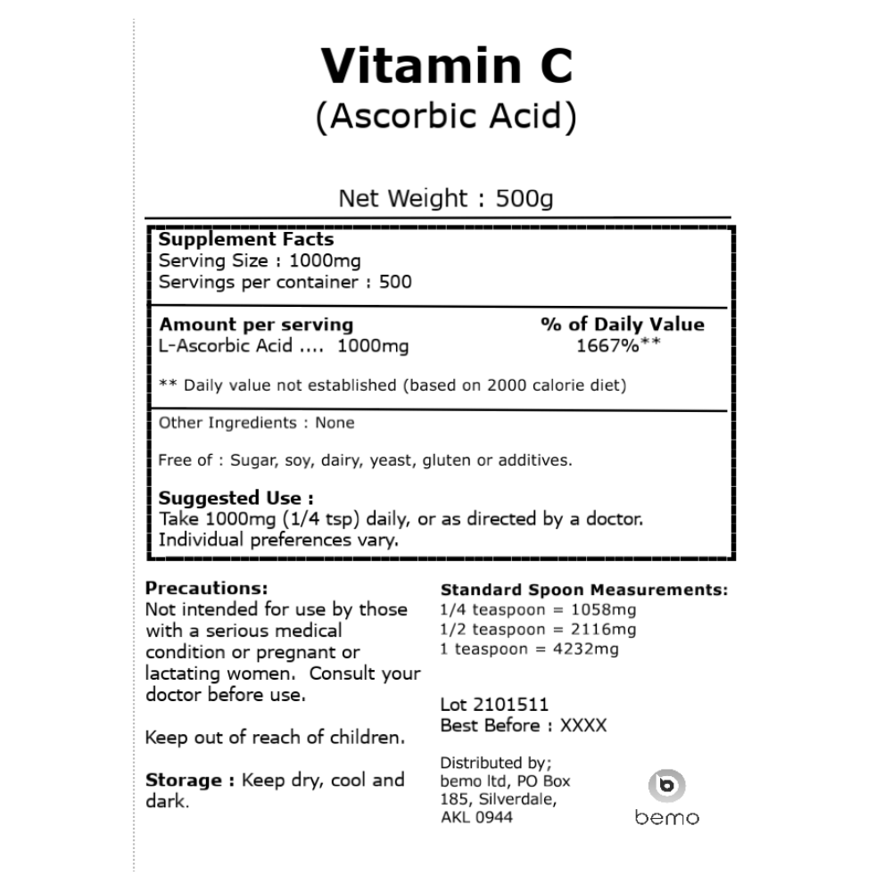 bemo, Vitamin C (Ascorbic Acid),  500g (7949834354940)